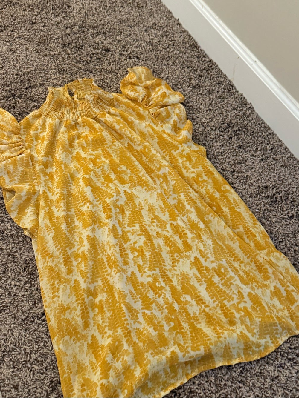 fab'rik Yellow Ruffle Neck Blouse